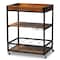 Baxton Studio Capri Oak and Black Mobile Metal Bar Cart with Stemware Rack 153-9040 - alternate 1